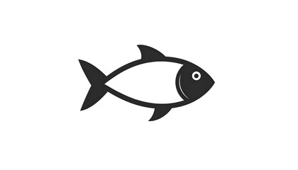 Obraz premium Simple, grayscale illustration of a fish. The outline is defined, with fins, tail, and eye visible. The background is white