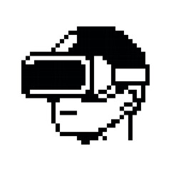 Fototapeta premium Pixelated Figure Wearing a Virtual Reality Headset on White