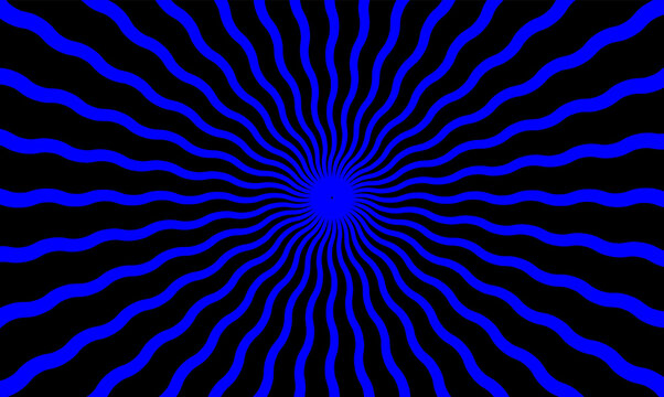 Radial wavy blue lines on a black background. Wave Abstract Vector Background. Retro Groovy Swirl Pattern. - Powered by Adobe