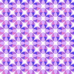 Seamless geometric pattern with gradient pink and violet tones. The symmetrical ornamental design resembles Mediterranean tiles, radiating warmth and energy. Ideal for wallpapers, textiles