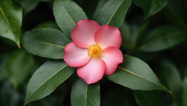 Mountain Camellia flower, a tea-producing evergreen plant from the Theaceae family, known for its ornamental gardening use