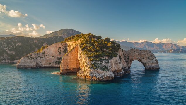 Romantic rock formations at a scenic coastal waterway, surrounded by natural beauty and the sea, perfect for lovers and nature enthusiasts