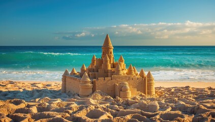 A sand structure built by hand along the beach, erosion risk