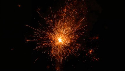 Fototapeta premium Fireworks and sparks on a dark backdrop, creating abstract fiery particles, visual texture for dynamic backgrounds