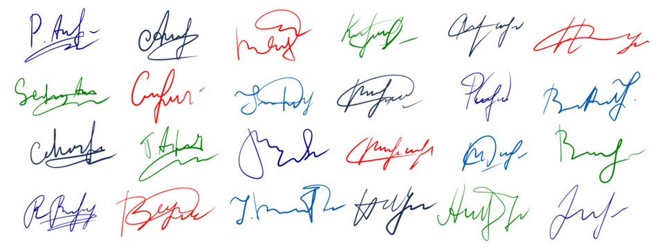 Hand drawn fake signature templates. Forged autograph in various styles