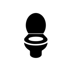 Front view of a toilet bowl silhouette with the seat raised