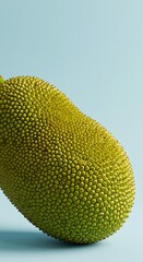 Fresh Whole Jackfruit on a Light Blue Background.