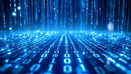 Digital data stream flowing through cyberspace with binary code. - Powered by Adobe