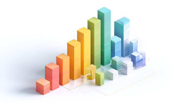 A visually appealing bar graph created with colorful 3D blocks.