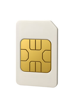 3D SIM Card with Gold Chip Isolated  Png on Transparent Background
