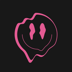 Retro futurism smiley element. Simple melting smiley illustration for social media, app and web design. Vector illustration