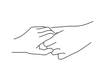 Holding hands line art. Simple holding hands illustration for social media, app and web design. Vector illustration