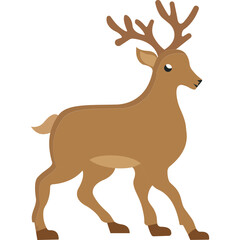 Reindeer Flat Icon – Christmas Deer Symbol, Holiday Season Vector Illustration
