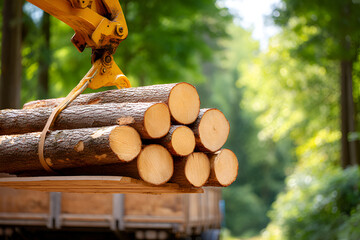 Forestry and logging equipment in a lush forest setting for sustainable agriculture