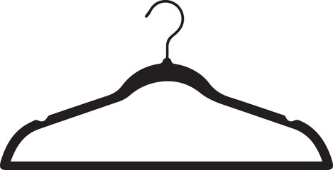 A single black velvet hanger with a curved design and a metal hook isolated on a clean white background showcasing its elegant simplicity for clothing storage