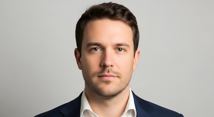 Portrait of a man with neutral face, even lighting for stock use