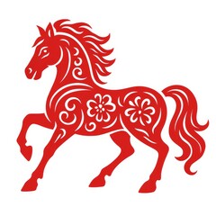 red horse 2026 Chinese New Year, Astrology, China lunar calendar animal symbol isolated on a white background, vector style