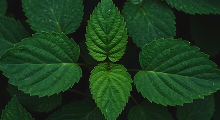 Lush Green Leaves - A Close-Up of Natures Beauty.