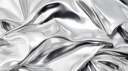 Crumpled silver foil texture, metallic highlights