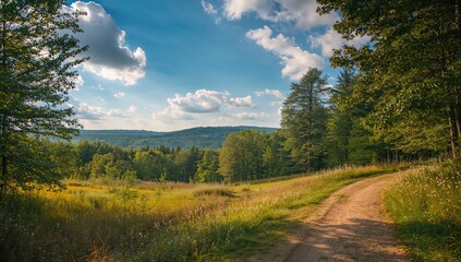 Fototapeta premium Stunning forest landscape, promoting healthy lifestyle choices, Earth Day
