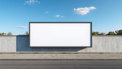Advertising billboard located beside a pedestrian path with blank area for your message.