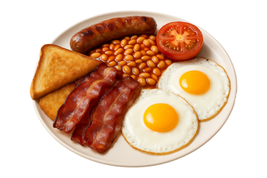 Classic English Breakfast Isolated on a Transparent Background