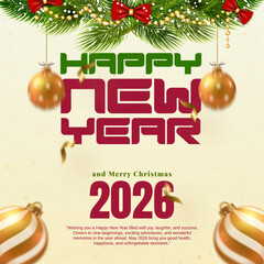 happy new year 2026, merry christmas gold background, luxury abstract 2026 new year party invitation banner, glittering christmas, new year's eve greeting card, modern winter holiday sale poster