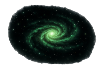 Green Spiral Galaxy Illustration Isolated on a Transparent Background