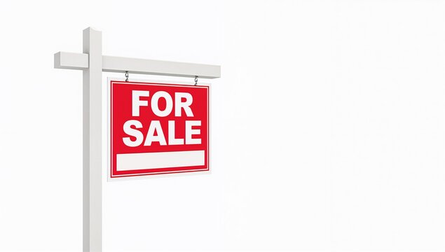 Left-facing real estate sign on a white background, property listing tool