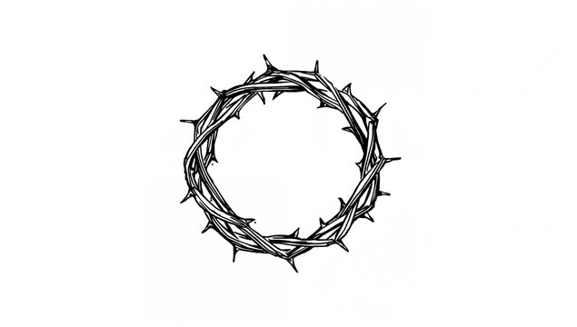 Hand-sketched vector illustration of a Christian symbol featuring a crown of thorns on a plain white background