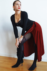 portrait young woman with bright makeup