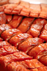Dried and Smoked Salmon Close-Up