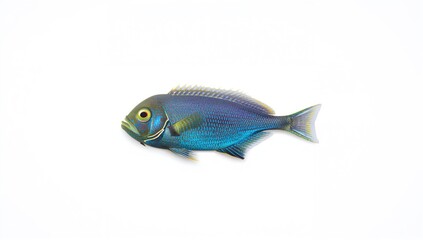 Fototapeta premium Decapterus fish displayed on a white background, highlighting freshness and culinary potential