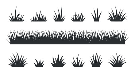 Grass set isolated on white background different shapes collection for landscaping and natural environment design outdoor vector elements