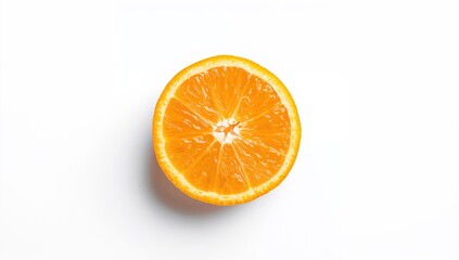 Fototapeta premium Single orange on a white backdrop, fresh fruit option for health-conscious choices