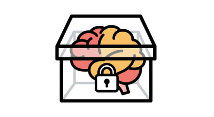 Protecting mental health with a locked box symbolizing privacy, safety, and security for a healthy mind, concept for mental health awareness