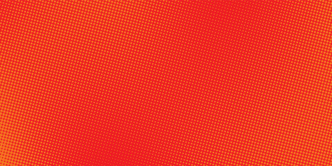 Polka dot pop art halftone pattern. Red dots on orange background