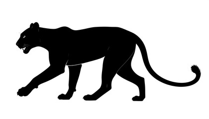 Obraz premium Silhouette of a black panther, walking left with an angry expression