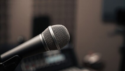 Obraz premium A section of a microphone, focusing on its design and functionality
