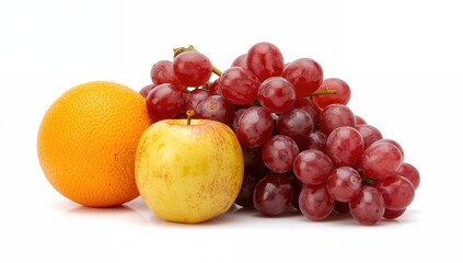 Fototapeta premium Mixed Fruit Arrangement, vibrant colors of apples, grapes, and oranges, fiber-dense choice