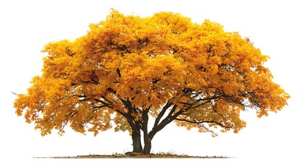 A high quality yellow tree in autumn isolated on white background 