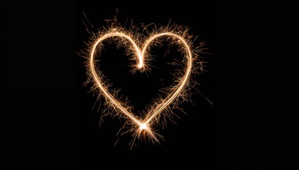 A sparkler forming a heart shape, symbolizing celebration and joy, Valentine's Day