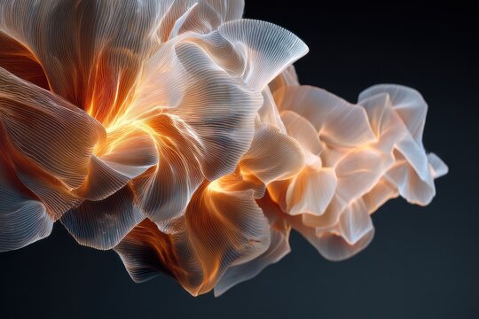 Abstract Glowing Mesh in Orange Hues