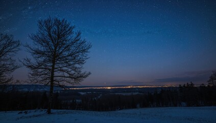Winter night sky full of stars