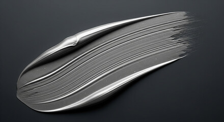 Glossy Silver Brushstroke on Dark Background