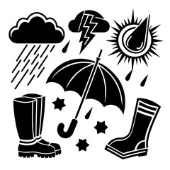 set of vector icons of summer