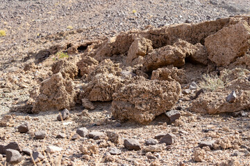 Natural background of fragmented, rough textured volcanic or sedimentary rocks
