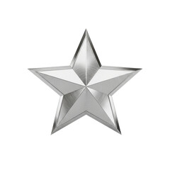 Obraz premium Shiny silver five pointed star isolated on transparent background