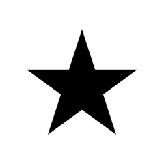 Classic five-pointed black star symbol icon isolated on a clean white background, representing quality, success, and achievement concept.