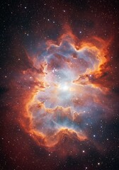 Vibrant Nebula in Deep Space with Glowing Clouds and Stars.